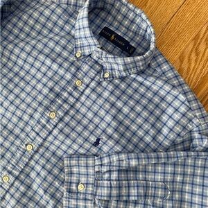 Ralph Lauren‎ blue plaid button down shirt